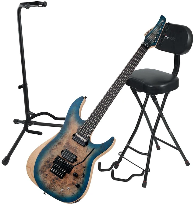 Main image of Schecter Reaper-6 FR-S Electric Guitar Satin Sky Burst - Gator GFW-GTR-SEAT and Stand Combo Bundle