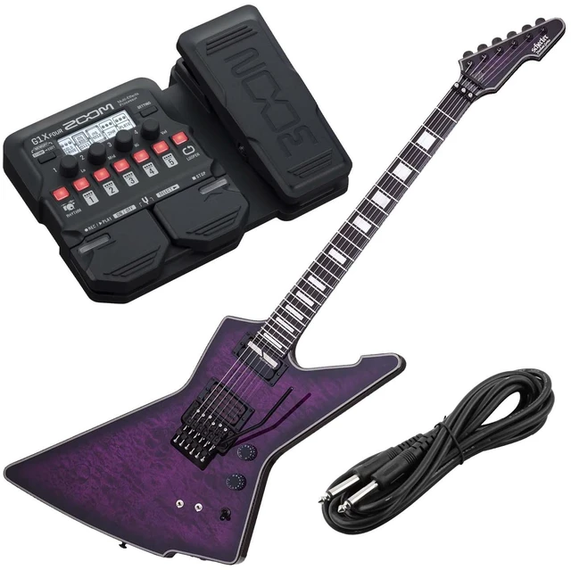 Main image of Schecter E-1 FR S Special Edition Electric Guitar Trans Purple Burst - Zoom G1X Pedal - 1/4 Cable Bundle