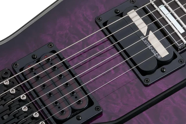 Alt view image 5 of 7 - Schecter E-1 FR S Special Edition Electric Guitar Trans Purple Burst - Gator GFW-GTR-SEAT and Stand Combo - Guitar Cable 1/4 Bundle