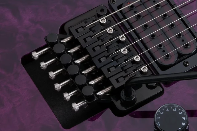 Alt view image 6 of 7 - Schecter E-1 FR S Special Edition Electric Guitar Trans Purple Burst - Gator GFW-GTR-SEAT and Stand Combo - Guitar Cable 1/4 Bundle