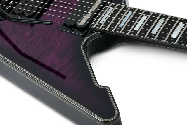Alt view image 7 of 7 - Schecter E-1 FR S Special Edition Electric Guitar Trans Purple Burst - Gator GFW-GTR-SEAT and Stand Combo - Guitar Cable 1/4 Bundle