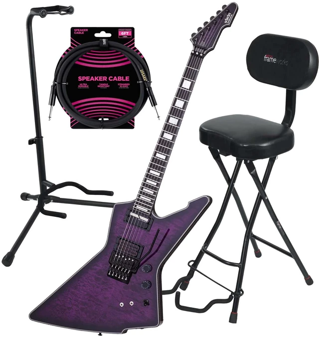 Main image of Schecter E-1 FR S Special Edition Electric Guitar Trans Purple Burst - Gator GFW-GTR-SEAT and Stand Combo - Guitar Cable 1/4 Bundle
