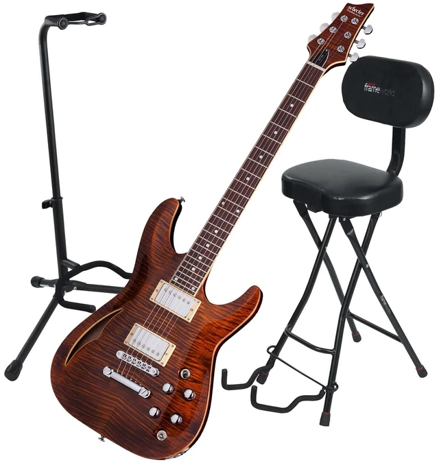 Main image of Schecter C-1 E/A Classic Semi-hollowbody Electric Guitar Cats Eye - Gator GFW-GTR-SEAT and Stand Combo Bundle