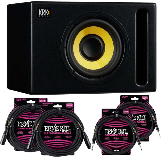Main image of KRK S8.4 8 Powered Studio Subwoofer, (2) Ernie Ball XLR, (2) Ernie Ball 1/4 Cables Bundle
