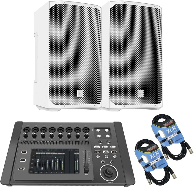 Main image of (2) Electro-Voice EVERSE 12 Weatherized Battery-Powered (White) - PSG AUDIO DM-1608 - (2) XLR Cables Bundle