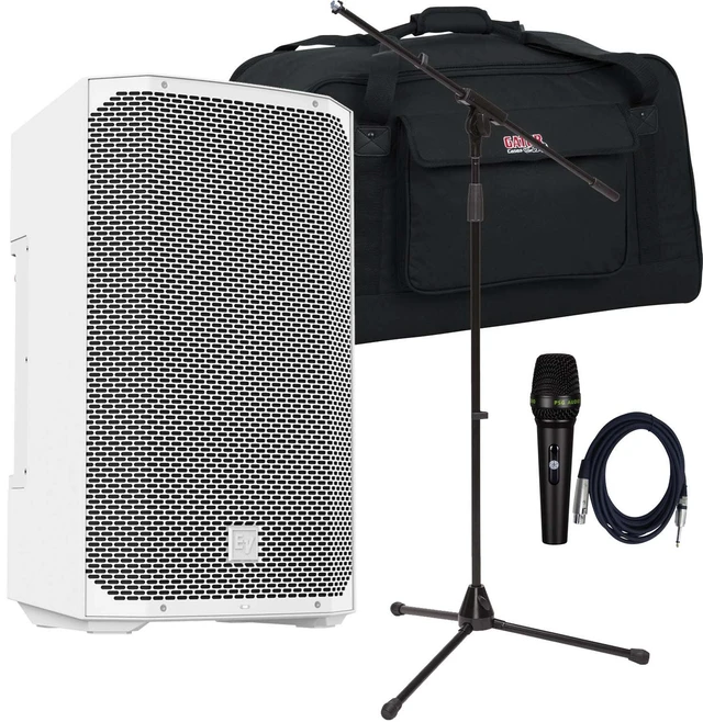 Main image of Electro-Voice EVERSE 12 Weatherized Battery-Powered (White) - Gator Tote12 - PSG Audio C350 - Mic Stand Bundle