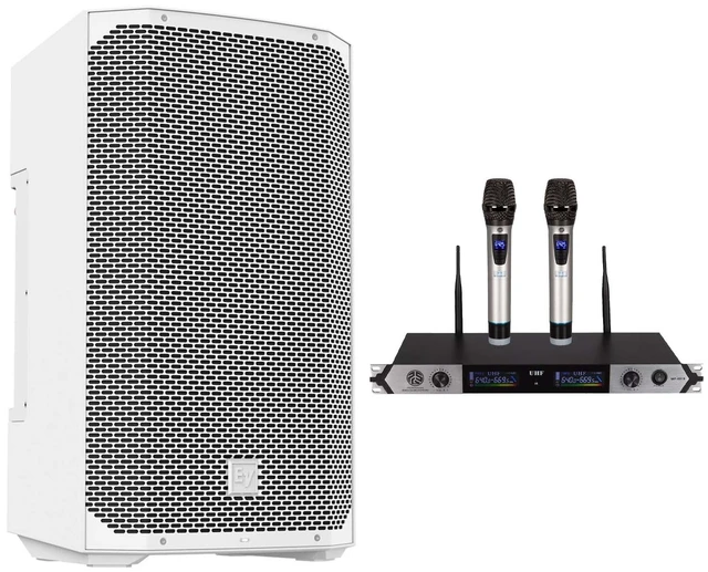 Main image of Electro-Voice EVERSE 12 Weatherized Battery-Powered (White) - PSG AUDIO MP0919 Dual Wireless Mic Bundle