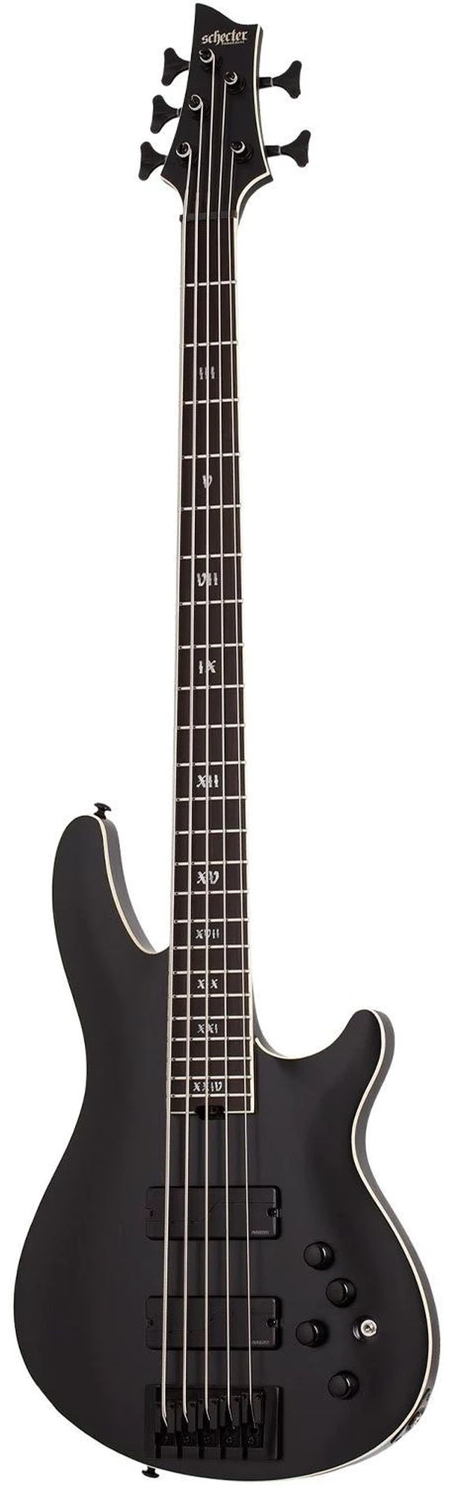 Main image of Schecter SLS Evil Twin-5 Bass Guitar - Satin Black