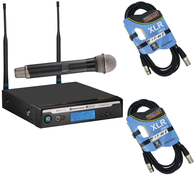 Main image of Electro-Voice R300-HD Handheld Wireless Microphone System - (2) XLR Cables Bundle