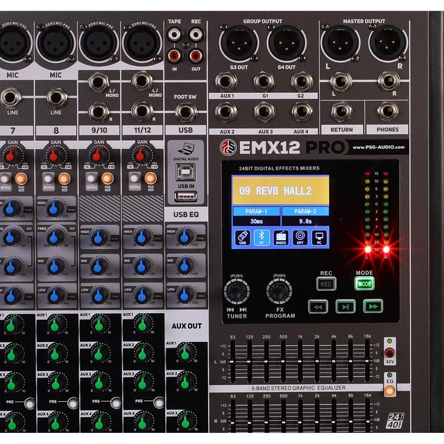 Alt view image 4 of 6 - PSG Audio EMX-12 12 Channels Analog Mixer with Effects and Recording