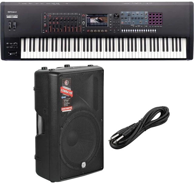 Main image of Roland Fantom 8 EX Synthesizer Workstation, PSG Audio Cobra 15, 1/4 Cable Bundle