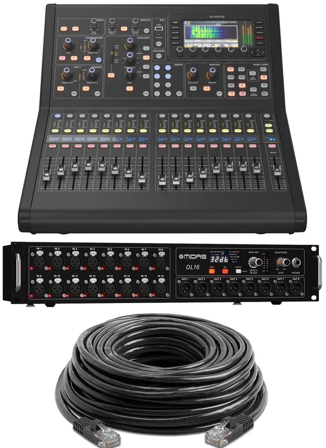 Main image of Midas M32R LIVE 40-channel Digital Mixer, Midas DL16, CAT6 75FT Cable Bundle