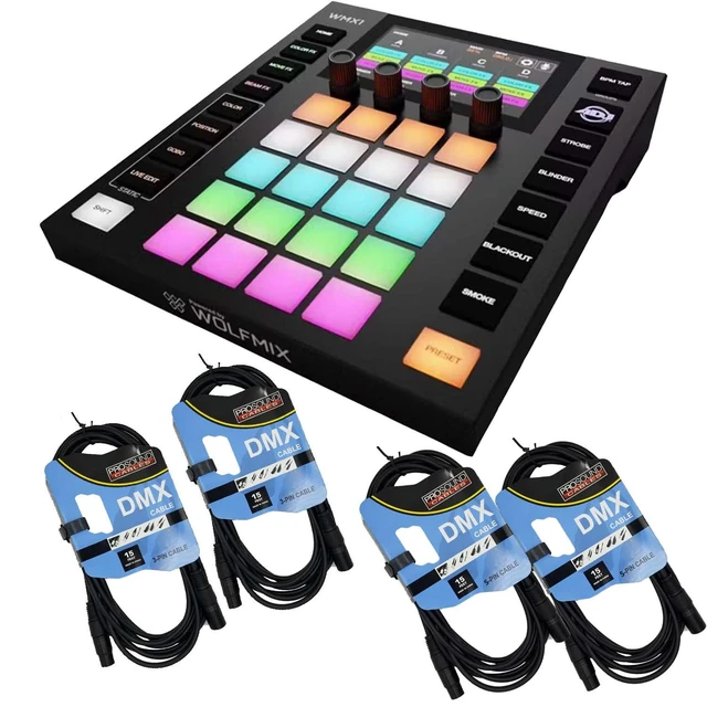 Main image of American DJ WMX1 MK2 Wolfmix DMX Lighting Controller, (2) 3pin DMX Cables, (2) 5pin DMX Cables Bundle