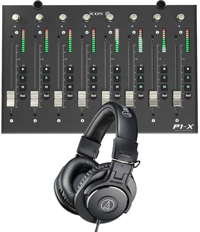 Main image of Icon Pro Audio P1-X DAW Control Expander for P1-M, Audio Technica ATH-M30X Bundle