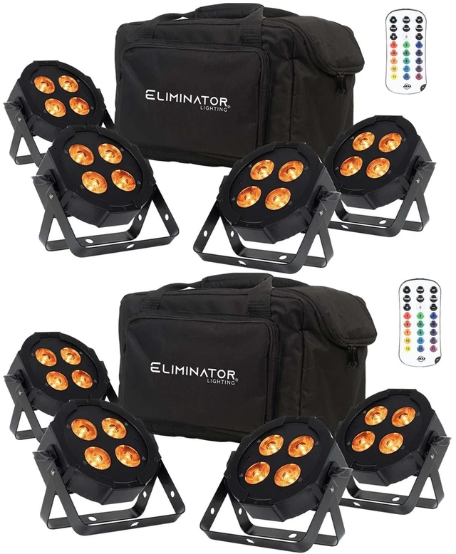 Main image of (2) Eliminator Mega Flat Hex L Pak4 RGBLA+UV LED PAR Light Kit Bundle