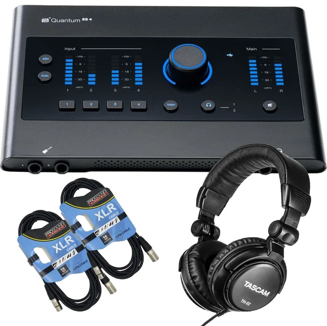 Main image of PreSonus Quantum ES 4 USB-C Audio Interface, Tascam TH02, (2) XLR Cables Bundle