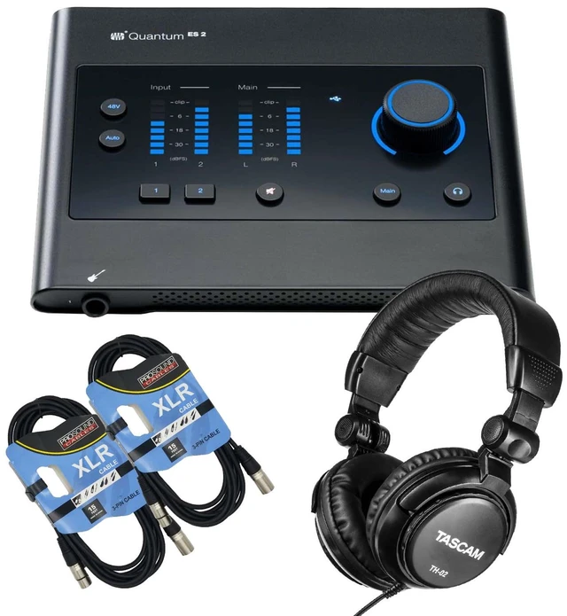 Main image of PreSonus Quantum ES 2 USB-C Audio Interface, Tascam TH02, (2) XLR Cables Bundle