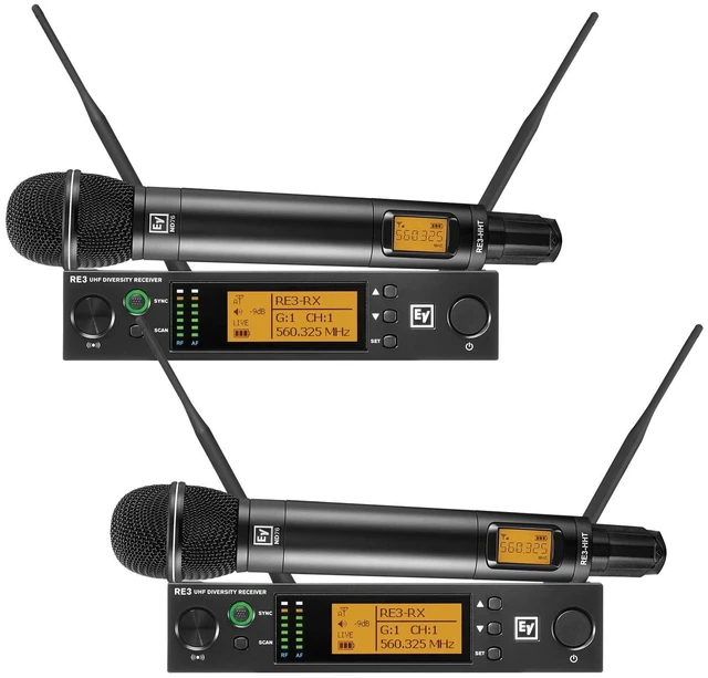 Main image of (2) Electro-Voice RE3-ND76 Wireless Handheld Microphone System Bundle