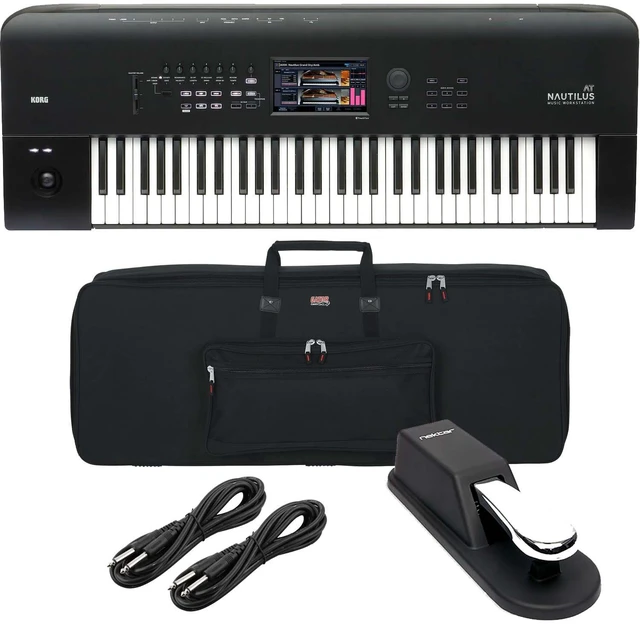 Main image of Korg Nautilus 61 AT Synthesizer Workstation with Aftertouch, Gator GKB-76 Bag, Sustain Pedal, (2) 1/4 Cables Bundle