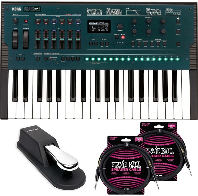 Main image of Korg Opsix MkII Altered FM Synthesizer, Sustain Pedal, (2) ErnieBall 1/4 Cables Bundle