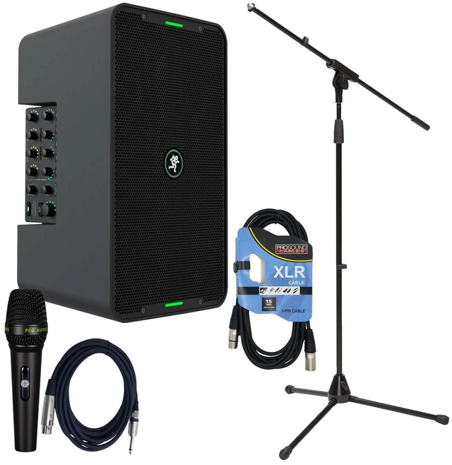 Main image of Mackie ShowBox All-in-one Battery Speaker, Mic Stand, PSG AUDIO C350, XLR Cable Bundle