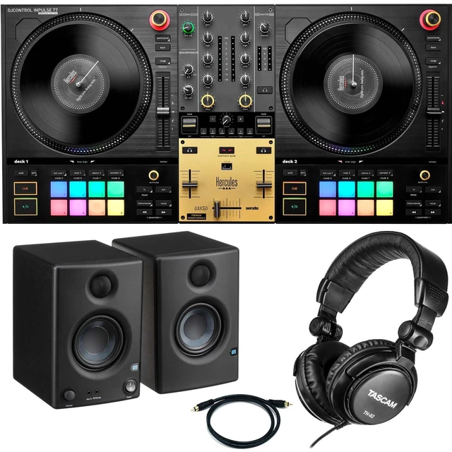 Main image of Hercules DJControl Inpulse T7 Premium DJ Controller, Presonus Eris3.5, RCA Cables, Tascam TH02 Bundle