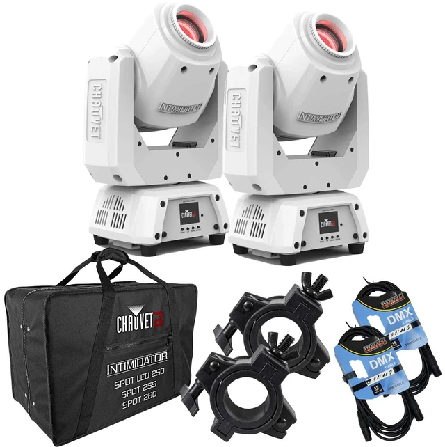Main image of (2) Chauvet DJ Intimidator Spot 260X 75W LED Moving Head (White), Chauvet DJ CHS-2XX, (2) DMX Cables, (2) O-Clamp Bundle