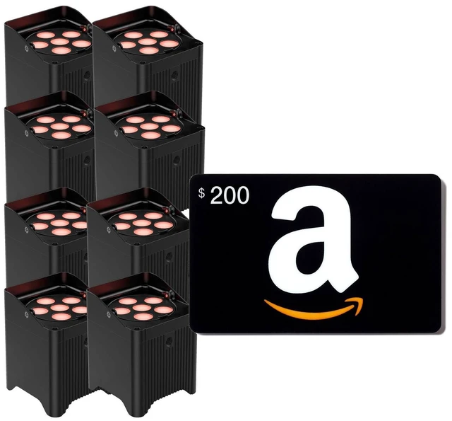 Main image of (8) Chauvet DJ Freedom Par T6 Battery-Powered, $200 Amazon Gift Card Bundle