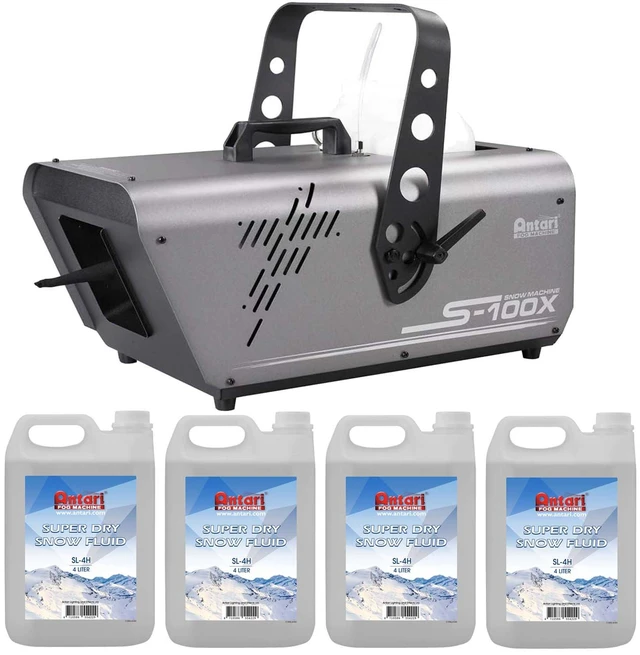 Main image of Antari S-100X High Powered Snow Machine, (4) Antari SL-4H Snow Foam Fluid Bundle