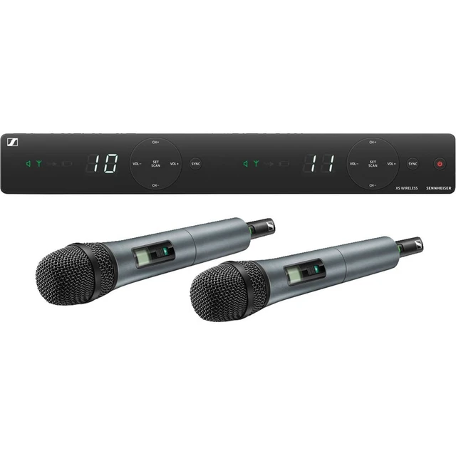 Alt view image 2 of 7 - Sennheiser XSW 1-835 Dual Wireless Handheld Mic Sys. (2) Mic Stands, (2) XLR Cables Bundle