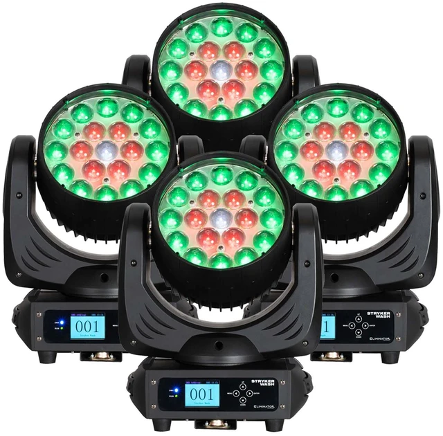 Main image of (4) Eliminator Stryker Wash 228W Moving Head Bundle