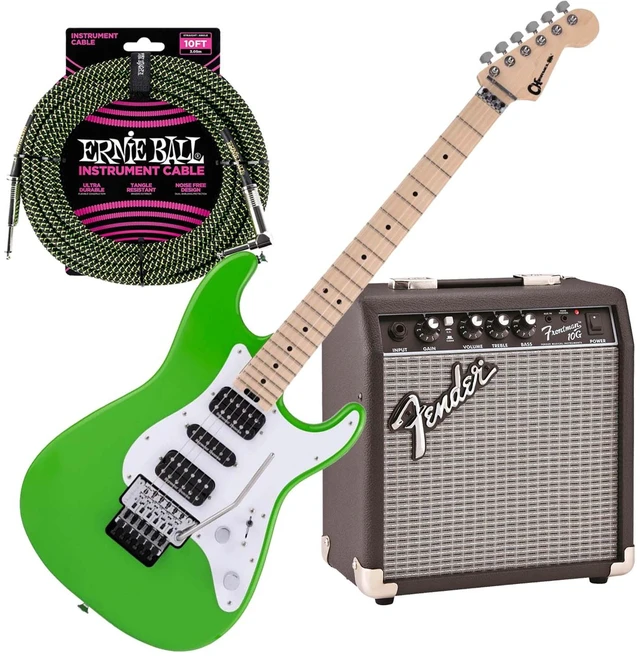 Main image of Charvel Pro-Mod So-Cal Style 1 HSH FR, Slime Green, Maple Fingerboard, Fender Frontman 10G, Ernie Ball P06077 Bundle