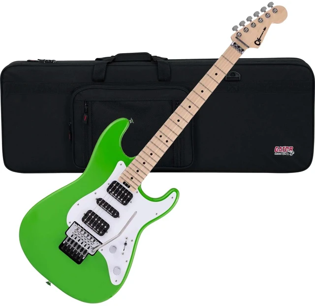 Main image of Charvel Pro-Mod So-Cal Style 1 HSH FR, Slime Green, Maple Fingerboard, Gator Lightweight Case Bundle