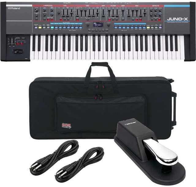 Main image of Roland Juno-X 61-key Synthesizer, Gator GK-61 Case, (2) 1/4 Cables, Sustain Pedal Bundle