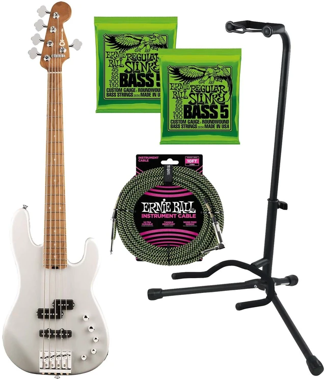 Main image of Charvel Pro-Mod San Dimas Bass PJ V Platinum Pearl, (2) Ernie Ball 2836, Gator Stand, Ernie Ball P06077 Bundle