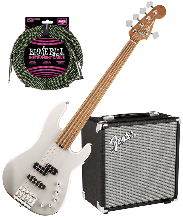 Main image of Charvel Pro-Mod San Dimas Bass PJ V Platinum Pearl, Fender Rumble 15, Ernie Ball P06077 Bundle