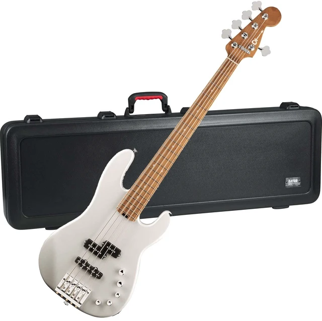 Main image of Charvel Pro-Mod San Dimas Bass PJ V Platinum Pearl, Gator GTSA-GTRBASS Case Bundle