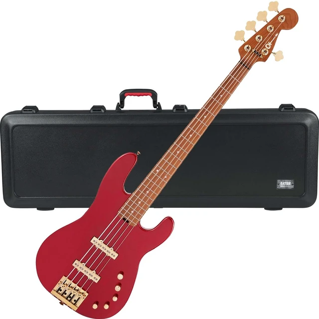 Main image of Charvel Pro-Mod San Dimas Bass JJ V, Candy Apple, Gator GTSA-GTRBASS Bundle