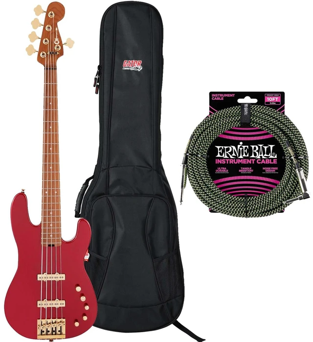 Main image of Charvel Pro-Mod San Dimas Bass JJ V, Candy Apple, Gator 4G Bass Gig Bag, Ernie Ball P06077 Bundle