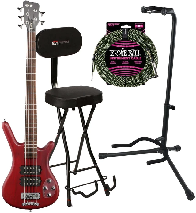 Main image of Warwick Rockbass Corvette $$ 5-String Bass, Burgundy Red Transparent Satin, Gator GFW-GTR-SEAT, Stand, Ernie Ball P06077 Bundle