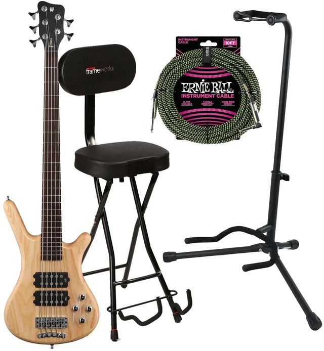 Main image of Warwick Rockbass Corvette $$ 5-String Bass, Natural Transparent Satin, Gator GFW-GTR-SEAT, Stand, Ernie Ball P06077 Bundle