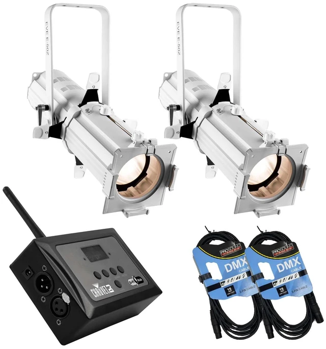 Main image of (2) CHAUVET DJ EVE E-50Z 50W LED Ellipsoidal (White), Chauvet DJ D-Fi Hub, (2) DMX Cables Bundle