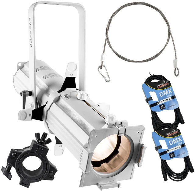 Main image of CHAUVET DJ EVE E-50Z 50W LED Ellipsoidal (White), O-Clamp, (2) DMX Cables, Safety Cable Bundle
