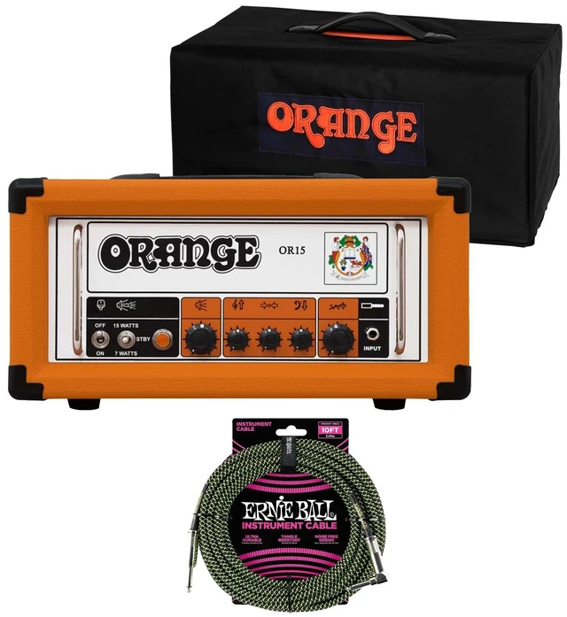 Main image of Orange OR15H 15W Tube Head (Orange), Orange Cover, Ernie Ball P06077 Bundle