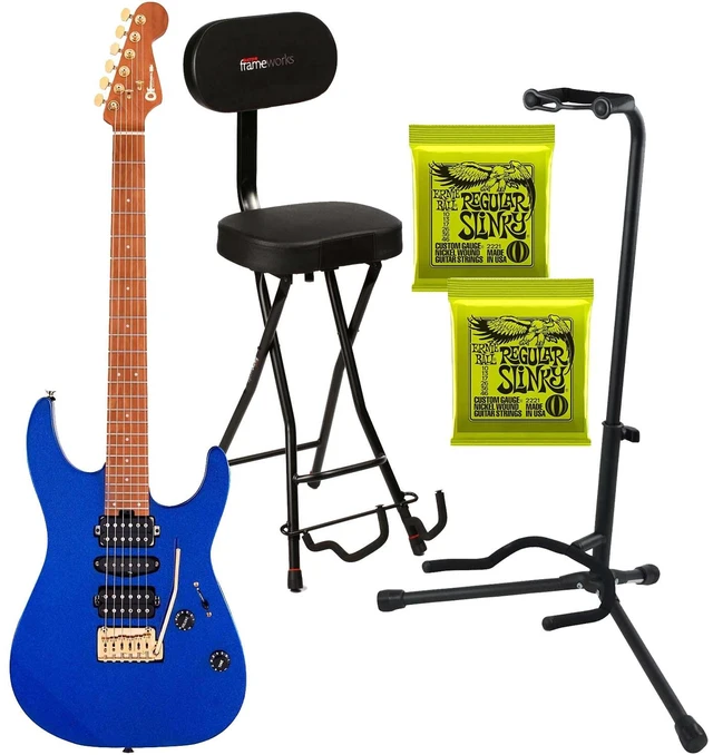 Main image of Charvel Pro-Mod DK24 HSH EG, Mystic Blue, GFW-GTR-SEAT, Stand, (2) Ernie Ball 2221 Bundle