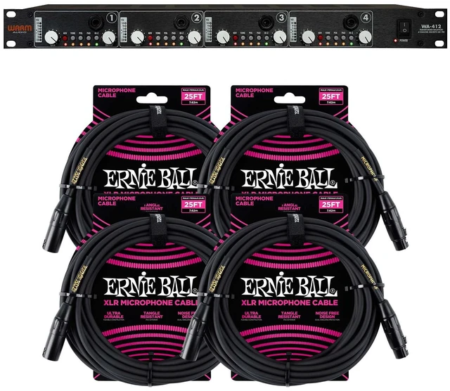 Main image of Warm Audio WA-412 4-Channel MicPre-Amp, (4) ErnieBall XLR 25FT Bundle