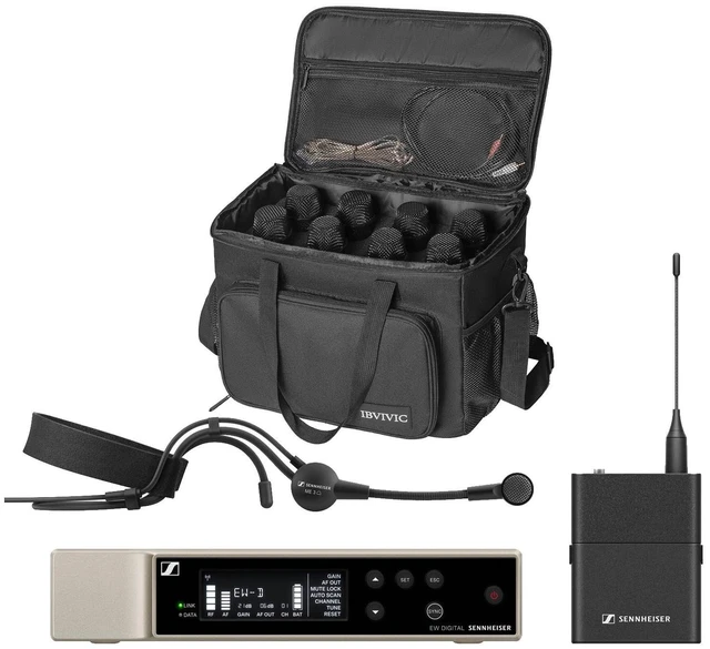 Main image of Sennheiser EW-D ME3 SET Wireless Headset Mic (R1-6), IBVIVIC 8 Slots Wireless Bag Bundle