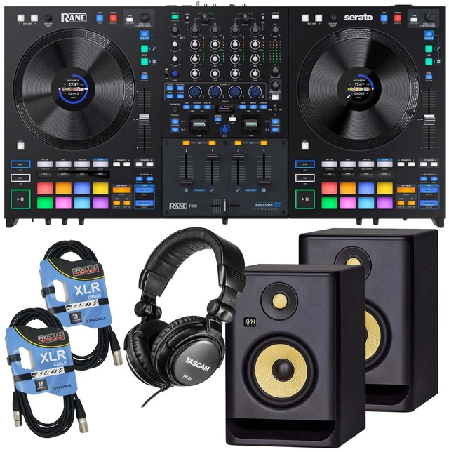 Main image of Rane Four 4-channel DJ Controller, (2) KRK Rokit 5 G4, (2) XLR Cables, Tascam TH02 Bundle
