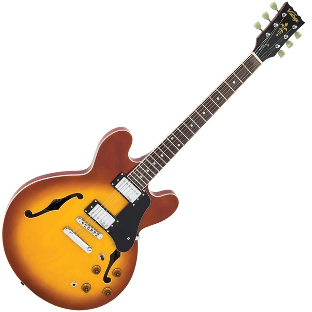 Alt view image 2 of 7 - Vintage VSA500HB ReIssued Semi AG, Honeyburst, Gator GFW-GTR-1000 Stand, ErnieBall Cable, Snark ST-8 Bundle