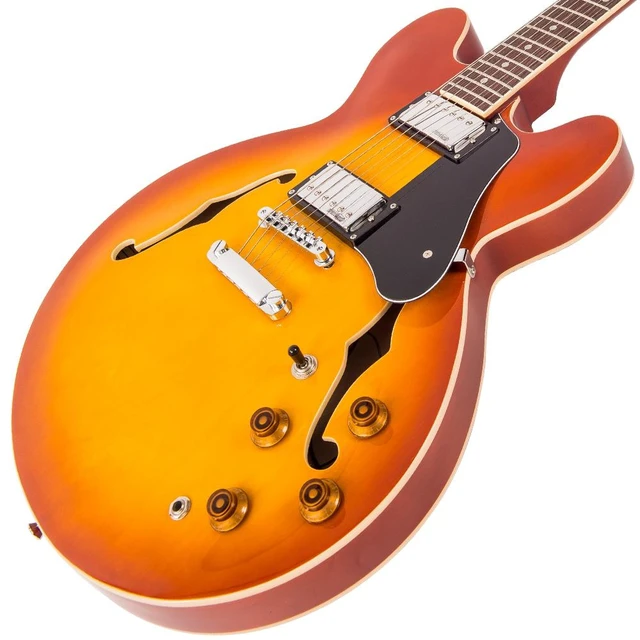 Alt view image 4 of 7 - Vintage VSA500HB ReIssued Semi AG, Honeyburst, Gator GFW-GTR-1000 Stand, ErnieBall Cable, Snark ST-8 Bundle
